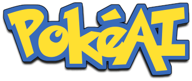 word 'PokeAI' in the style of the Pokemon logo